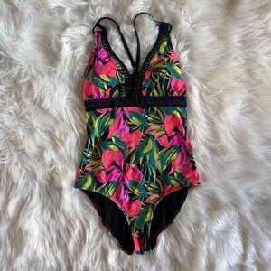 Skye Castaway Jane One Piece Swimsuit Vibrant Tropical Floral S